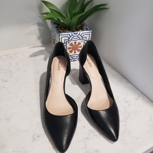 👠ALDO LEATHER POINTY TOE HEELS - Picture 3 of 8